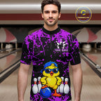 Custom Purple Funny Chick Bowling Team Shirts Chicken Bowling League Polo & 1/4 Zip