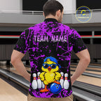 Custom Purple Funny Chick Bowling Team Shirts Chicken Bowling League Polo & 1/4 Zip