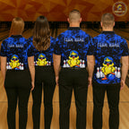 Custom Blue Funny Chick Bowling Team Shirts Chicken Bowling League Polo & 1/4 Zip