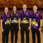 Custom Purple Funny Chick Bowling Team Shirts Chicken Bowling League Polo & 1/4 Zip