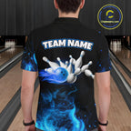 Black And Blue Flame Grim Reaper Custom Skull Bowling Shirts Bowling Team Jerseys