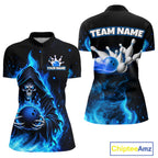 Black And Blue Flame Grim Reaper Custom Skull Bowling Shirts Bowling Team Jerseys
