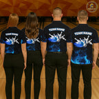 Black And Blue Flame Grim Reaper Custom Skull Bowling Shirts Bowling Team Jerseys