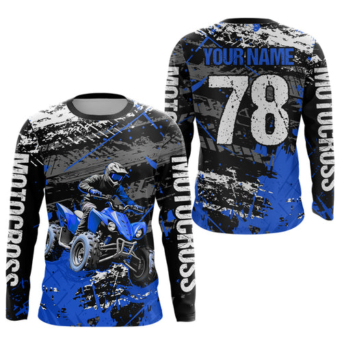 Custom Blue Off-Road Quad Bike Shirt ATV Motocross Shirts +