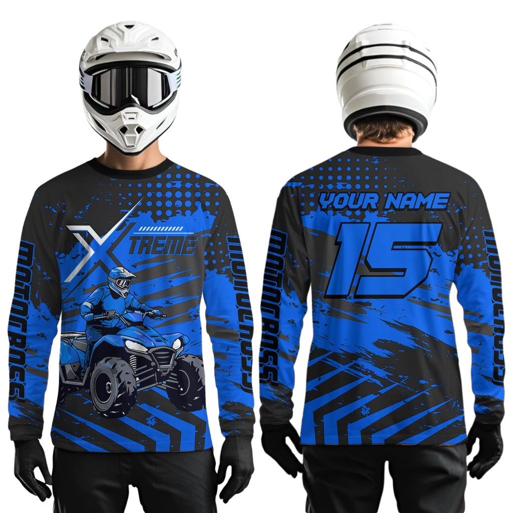 Custom Blue Off-Road Quad Bike Shirt Extreme ATV Motocross Shirts +
