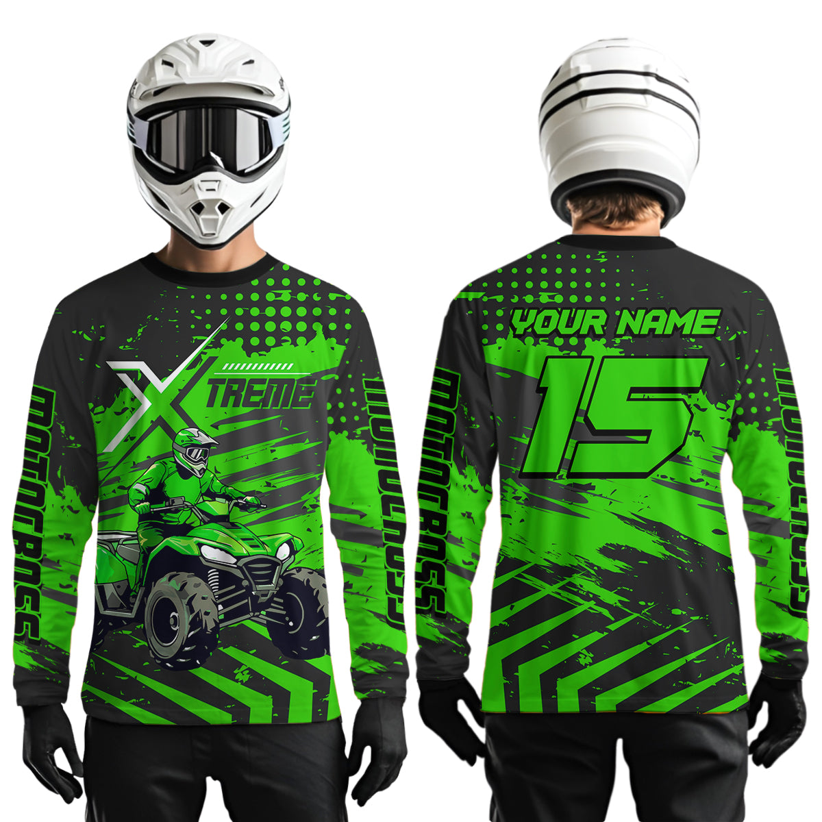 Custom Green Off-Road Quad Bike Shirt Extreme ATV Motocross Shirts +
