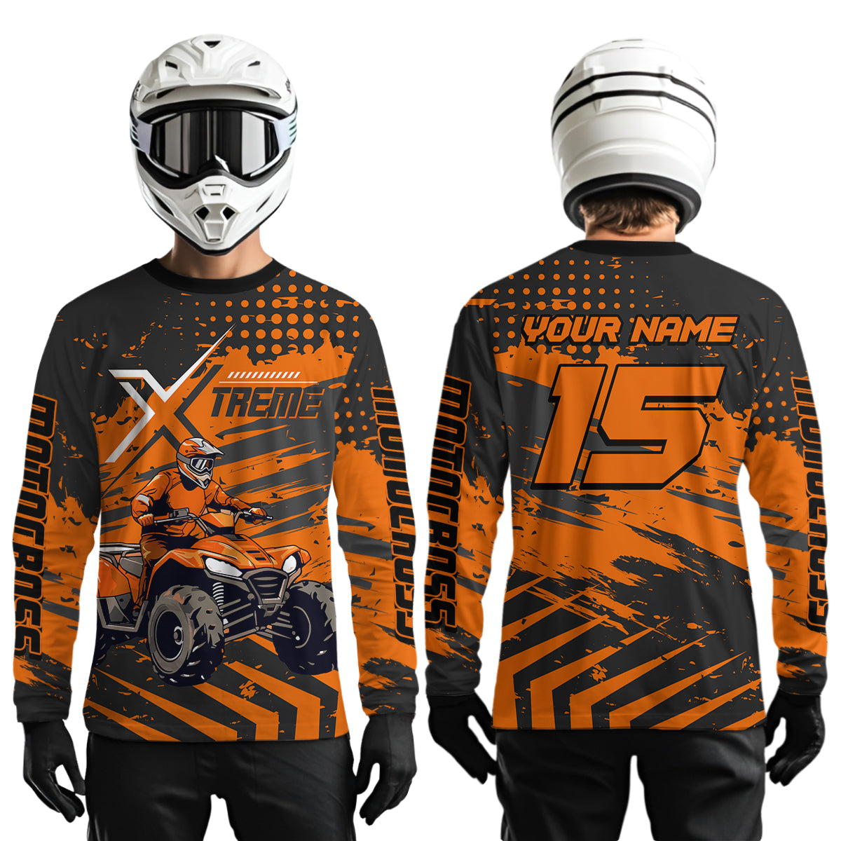 Custom Orange Off-Road Quad Bike Shirt Extreme ATV Motocross Shirts +