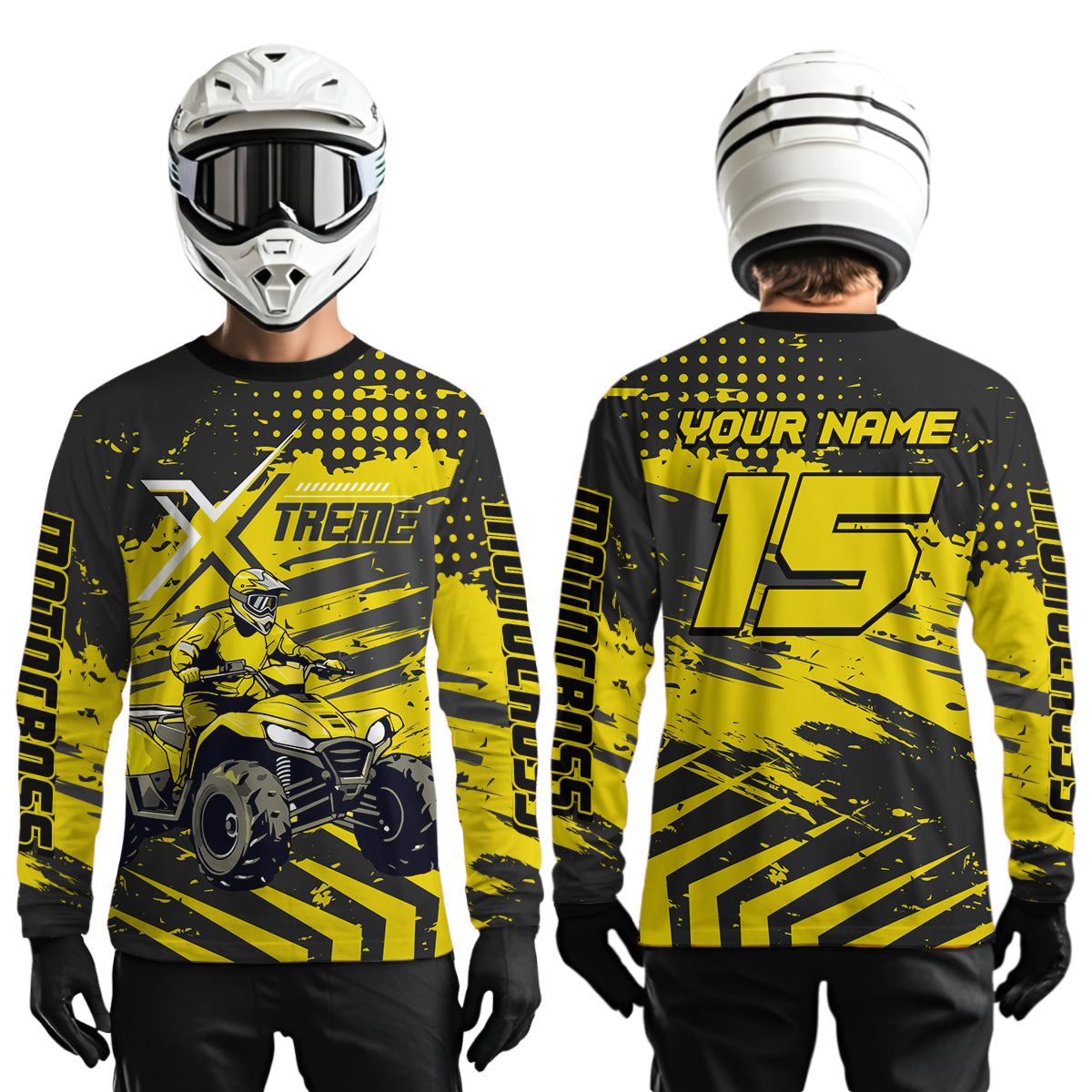 Custom Yellow Off-Road Quad Bike Shirt Extreme ATV Motocross Shirts +