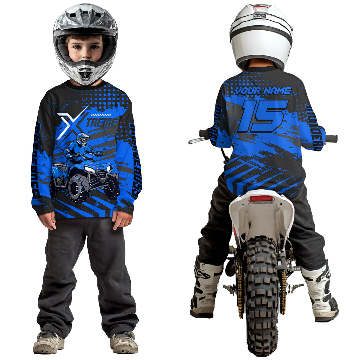 Custom Blue Off-Road Quad Bike Shirt Extreme ATV Motocross Shirts +