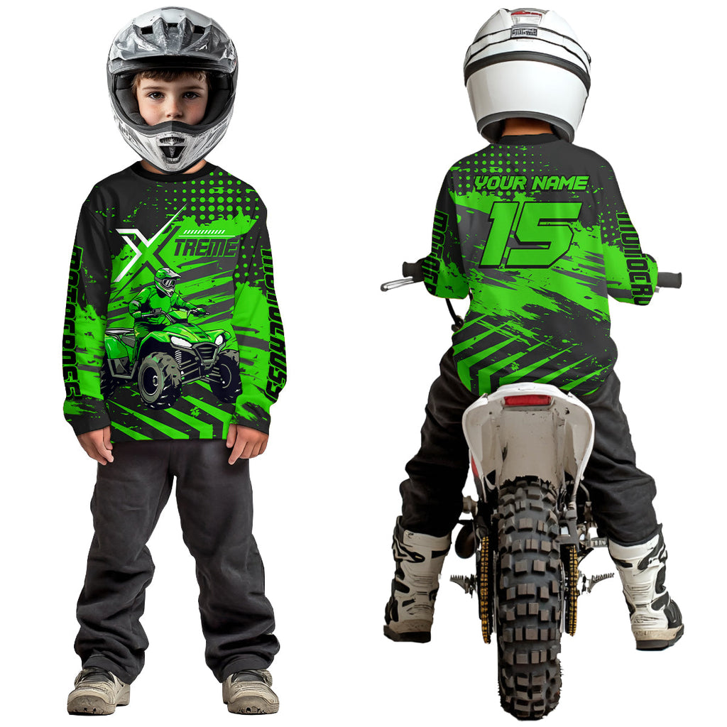 Custom Green Off-Road Quad Bike Shirt Extreme ATV Motocross Shirts +