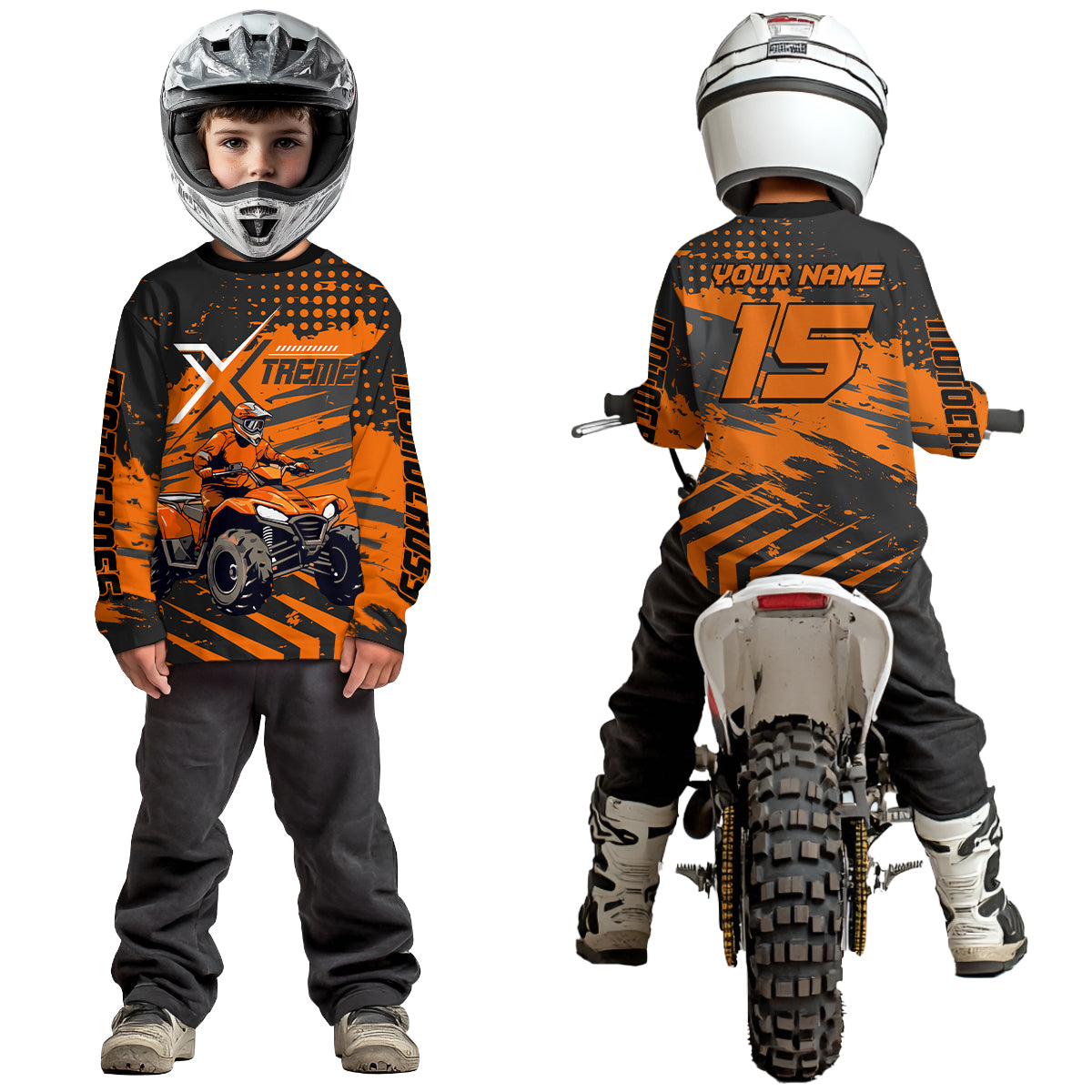 Custom Orange Off-Road Quad Bike Shirt Extreme ATV Motocross Shirts +