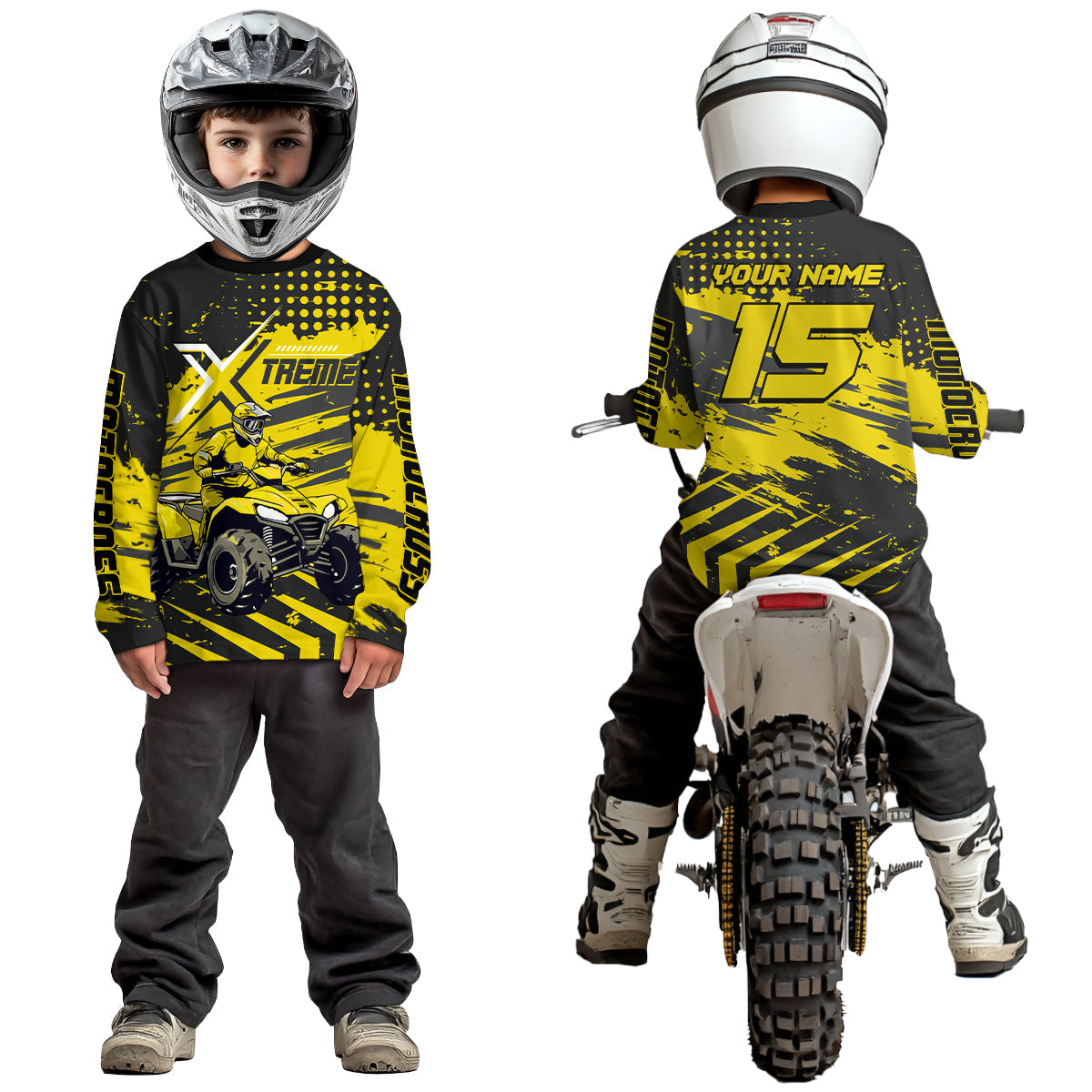 Custom Yellow Off-Road Quad Bike Shirt Extreme ATV Motocross Shirts +