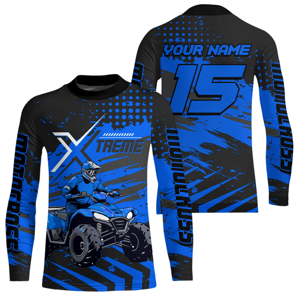 Custom Blue Off-Road Quad Bike Shirt Extreme ATV Motocross Shirts +