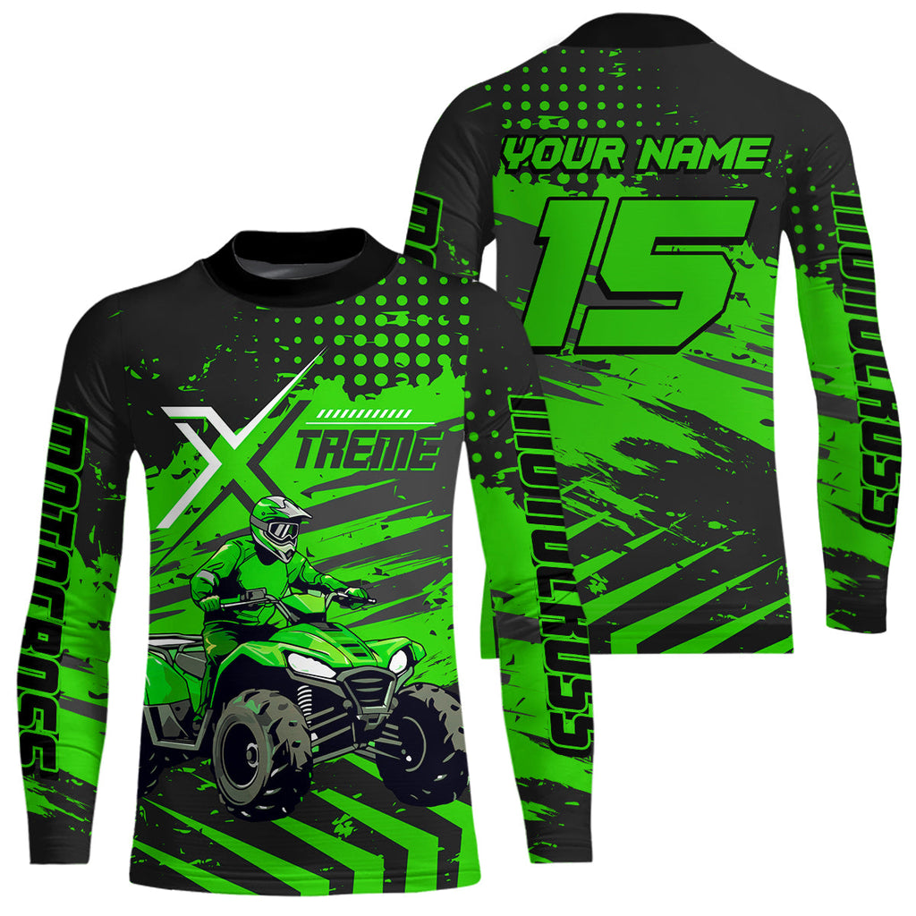Custom Green Off-Road Quad Bike Shirt Extreme ATV Motocross Shirts +