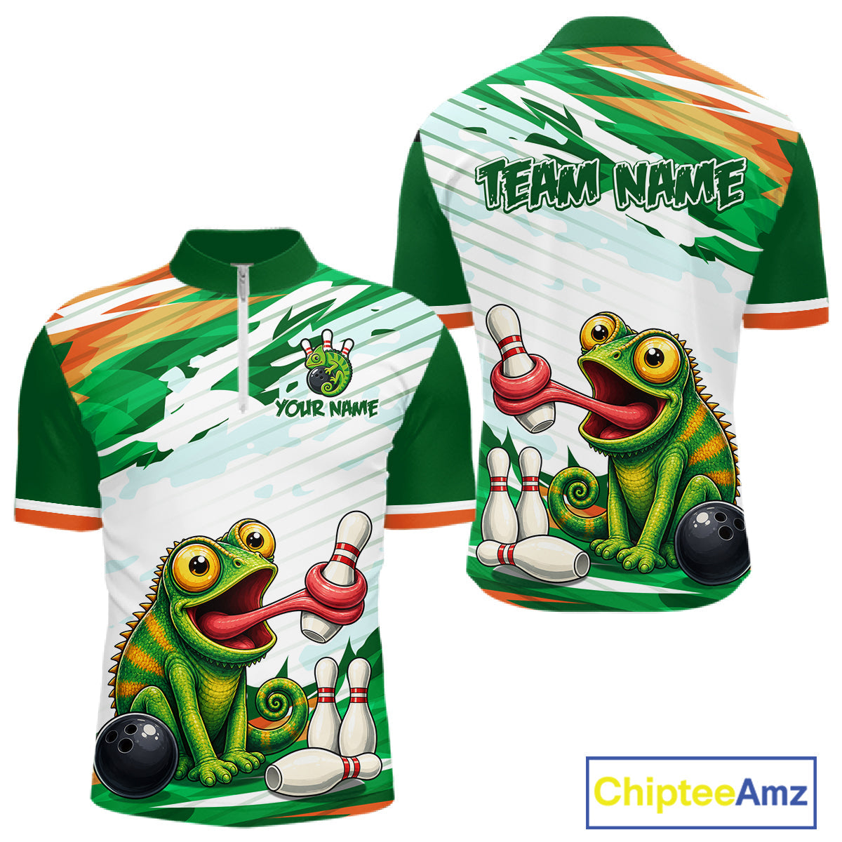 Custom Funny Chameleon Bowling Jersey Bowling Team Shirts Bowling League
