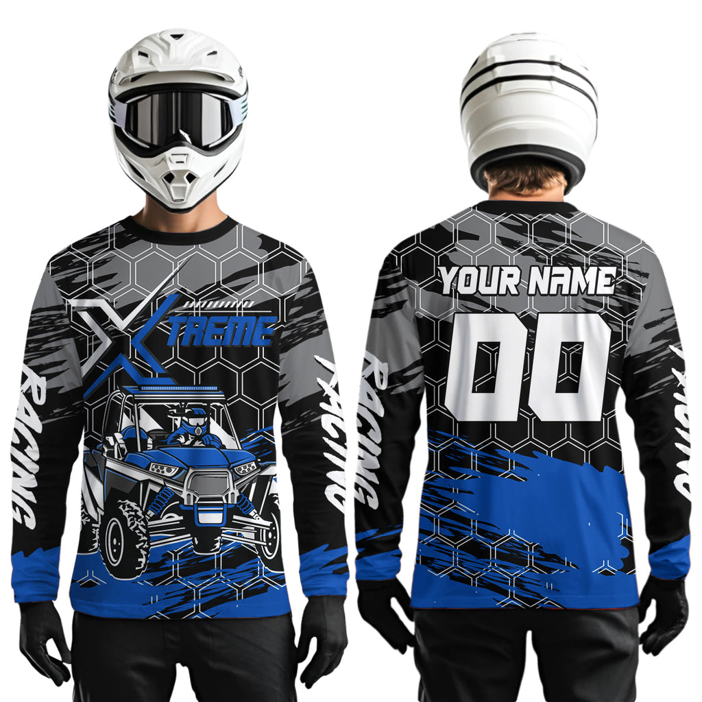 Custom Blue UTV Off-Road UTV Motocross Racing Shirt Side by Side UTV Off-Road Shirts +