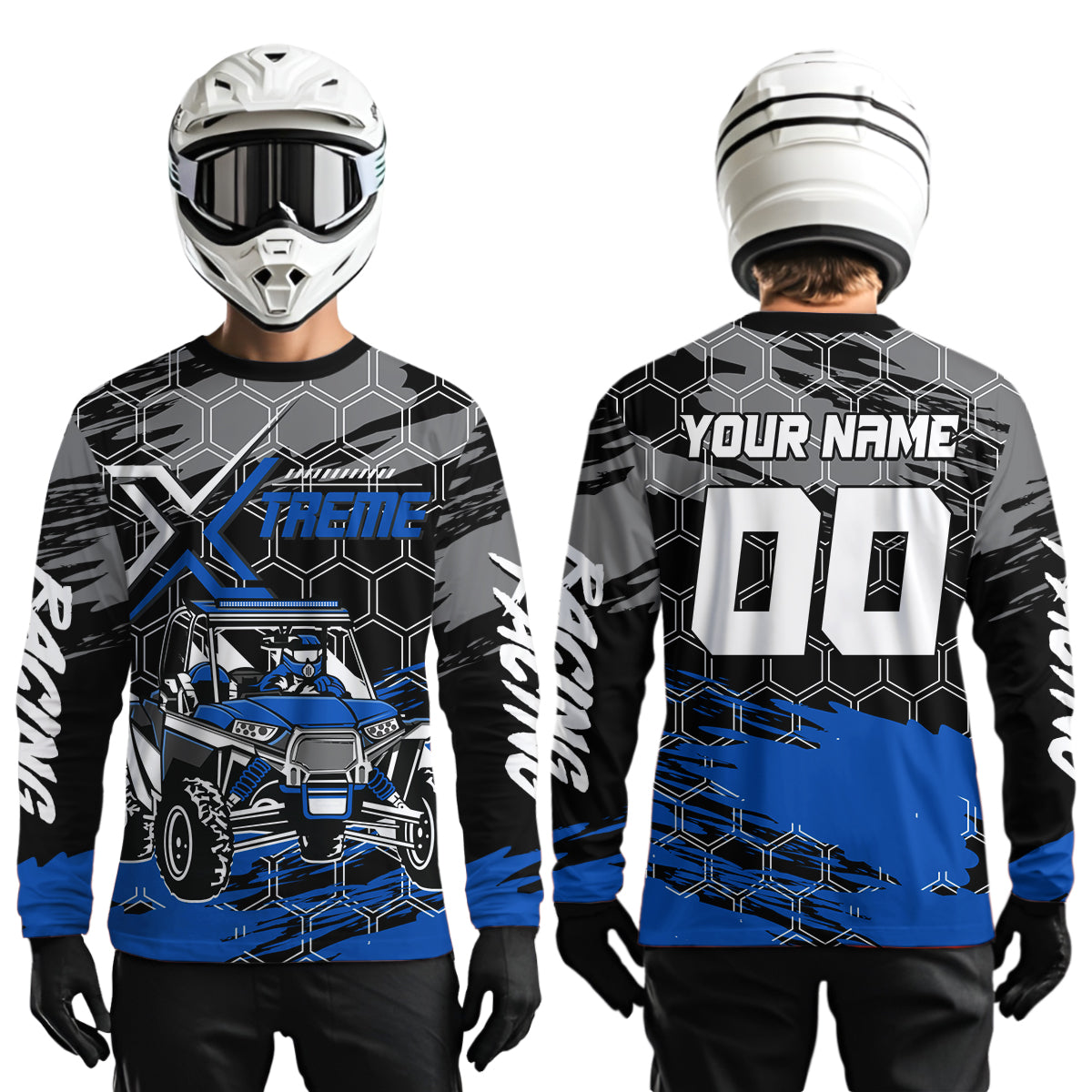 Custom Blue UTV Off-Road UTV Motocross Racing Shirt Side by Side UTV Off-Road Shirts +