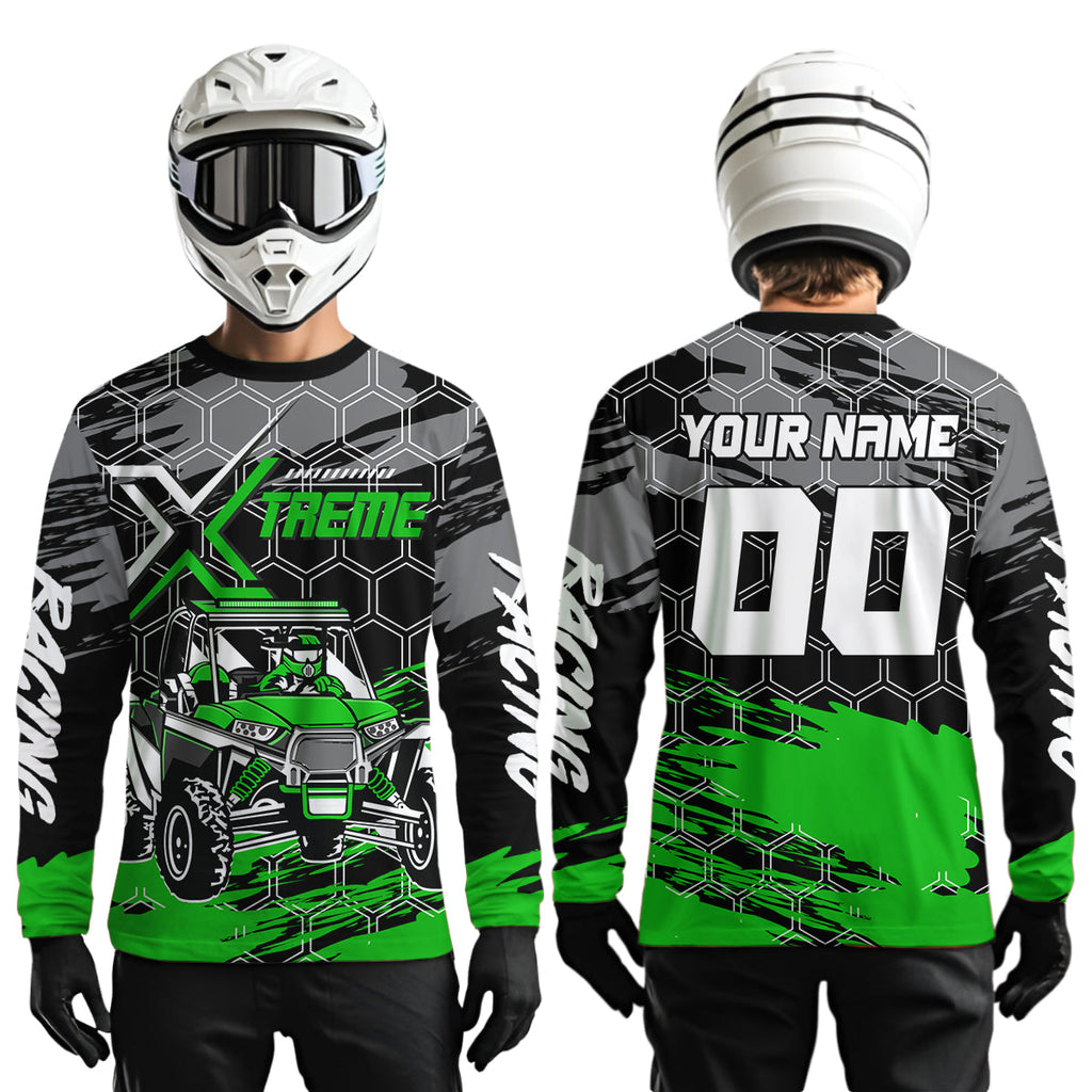 Custom Green UTV Off-Road UTV Motocross Racing Shirt Side by Side UTV Off-Road Shirts +