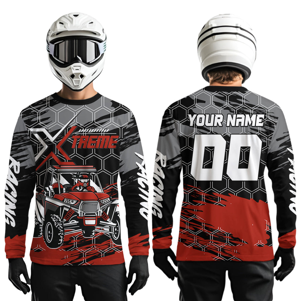 Custom Red UTV Off-Road UTV Motocross Racing Shirt Side by Side UTV Off-Road Shirts +