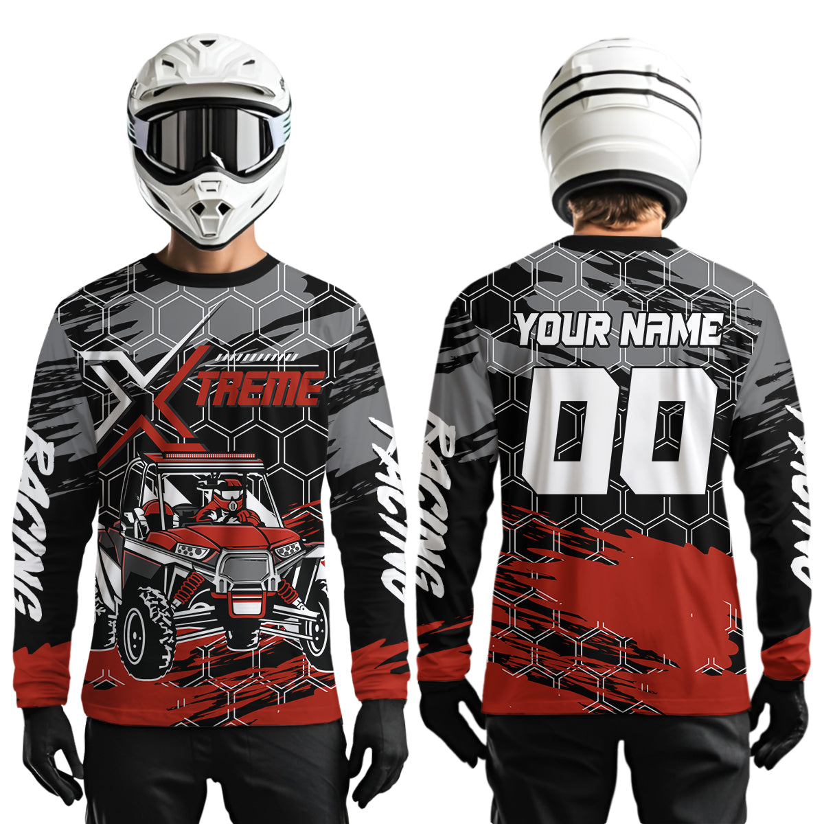 Custom Red UTV Off-Road UTV Motocross Racing Shirt Side by Side UTV Off-Road Shirts +