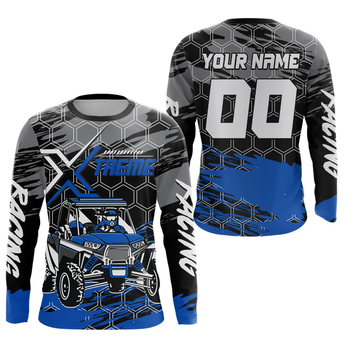 Custom Blue UTV Off-Road UTV Motocross Racing Shirt Side by Side UTV Off-Road Shirts +