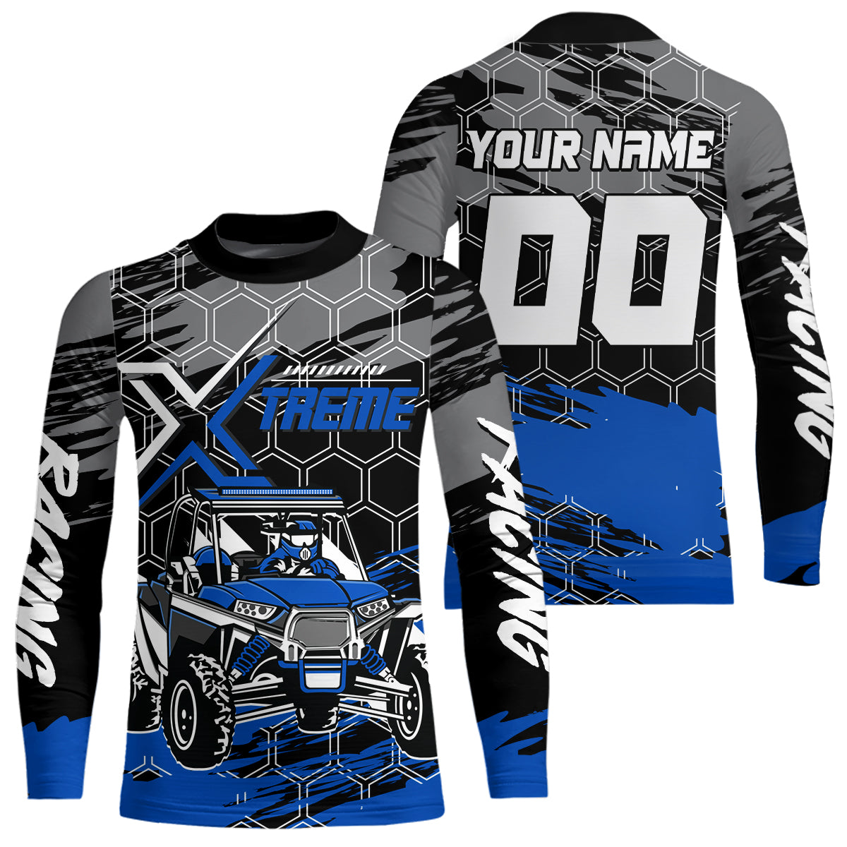 Custom Blue UTV Off-Road UTV Motocross Racing Shirt Side by Side UTV Off-Road Shirts +