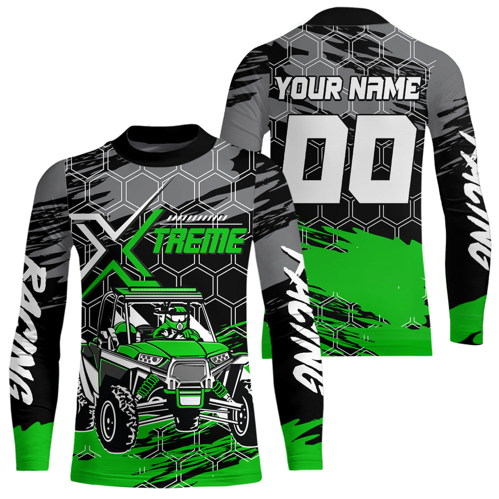 Custom Green UTV Off-Road UTV Motocross Racing Shirt Side by Side UTV Off-Road Shirts +