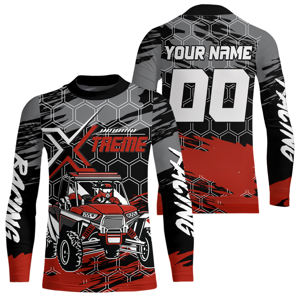 Custom Red UTV Off-Road UTV Motocross Racing Shirt Side by Side UTV Off-Road Shirts +