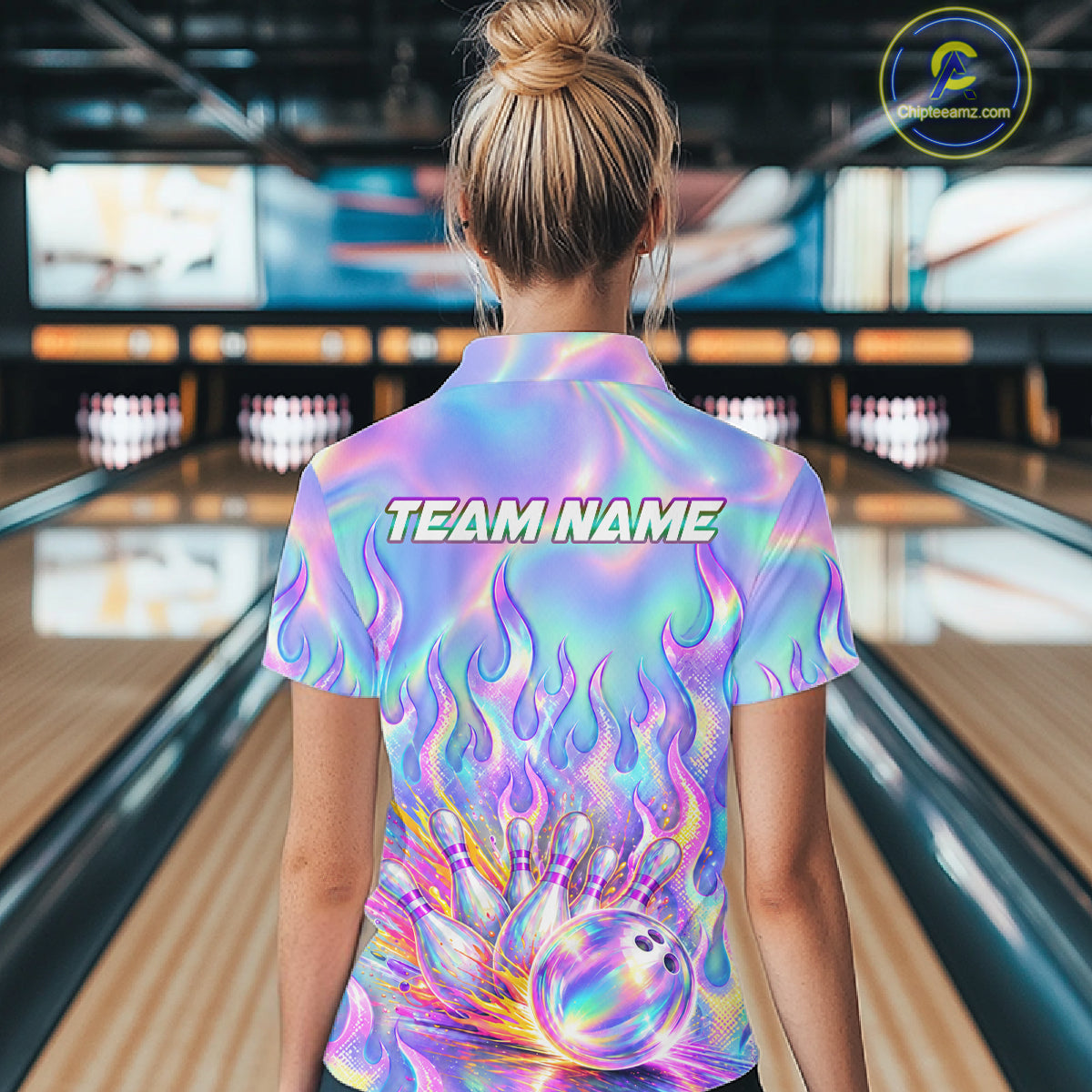 Custom Holographic Flame Bowling Shirts, Bowling Team Jersey Bowling Tournament