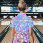 Custom Holographic Flame Bowling Shirts, Bowling Team Jersey Bowling Tournament
