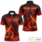 Custom Flame Dragon Bowling Shirts, Bowling Team Jersey Bowling Tournament Bowler