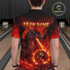 Custom Flame Dragon Bowling Shirts, Bowling Team Jersey Bowling Tournament Bowler