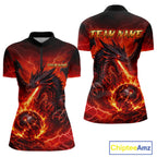 Custom Flame Dragon Bowling Shirts, Bowling Team Jersey Bowling Tournament Bowler