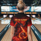 Custom Flame Dragon Bowling Shirts, Bowling Team Jersey Bowling Tournament Bowler