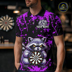 Custom Purple Funny Raccoon Darts Shirt Darts Team Jerseys Dartboard Shirt Dart League