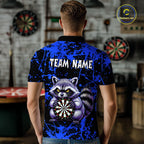 Custom Blue Funny Raccoon Darts Shirt Darts Team Jerseys Dartboard Shirt Dart League