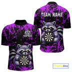 Custom Purple Funny Raccoon Darts Shirt Darts Team Jerseys Dartboard Shirt Dart League