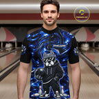 Custom Blue American Bully Dog Bowling Shirts Bowling Team Jerseys Bowling League