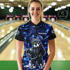 Custom Blue American Bully Dog Bowling Shirts Bowling Team Jerseys Bowling League