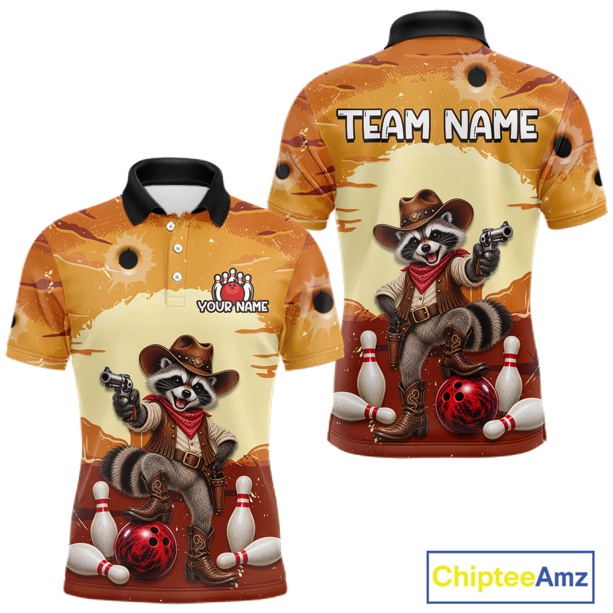 Custom Cowboy Raccoon Bowling Shirts Bowling Team Jerseys Bowling for Bowlers