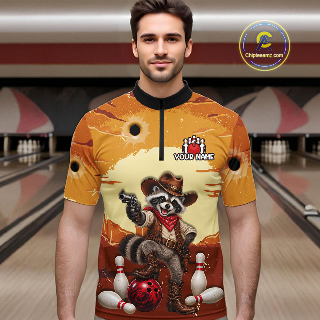 Custom Cowboy Raccoon Bowling Shirts Bowling Team Jerseys Bowling for Bowlers