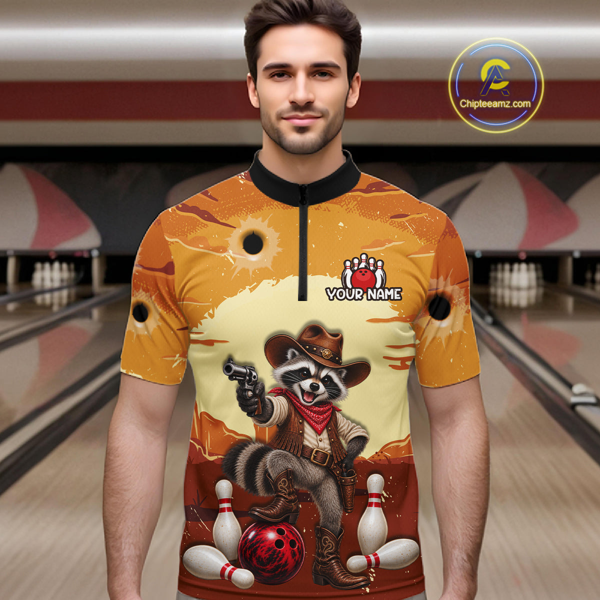 Custom Cowboy Raccoon Bowling Shirts Bowling Team Jerseys Bowling for Bowlers