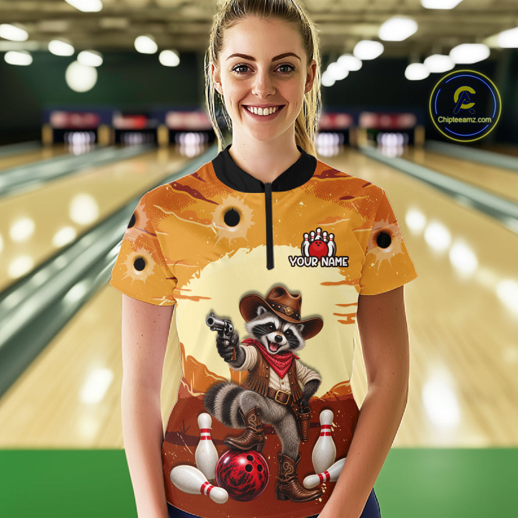 Custom Cowboy Raccoon Bowling Shirts Bowling Team Jerseys Bowling for Bowlers