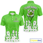 Custom Green Ice Cream Drip Bowling Ball Pins Bowling Jerseys Team Polo & 1/4 Zip
