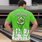 Custom Green Ice Cream Drip Bowling Ball Pins Bowling Jerseys Team Polo & 1/4 Zip