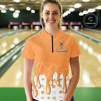 Custom Orange Ice Cream Drip Bowling Ball Pins Bowling Jerseys Team Polo & 1/4 Zip