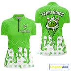 Custom Green Ice Cream Drip Bowling Ball Pins Bowling Jerseys Team Polo & 1/4 Zip