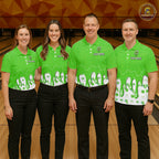 Custom Green Ice Cream Drip Bowling Ball Pins Bowling Jerseys Team Polo & 1/4 Zip