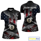 Custom Silver Smoke American Flag 8 Ball Billiard Team Shirts Billiard Jersey