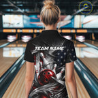 Custom Silver Smoke American Flag Bowling Team Shirts Bowling Jersey Bowling League